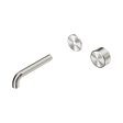 An image of Nero Tapware's Serenity Progressive Wall Basin Mixer 160mm Spout With Metal Handle Trim Kit Only Brushed Nickel