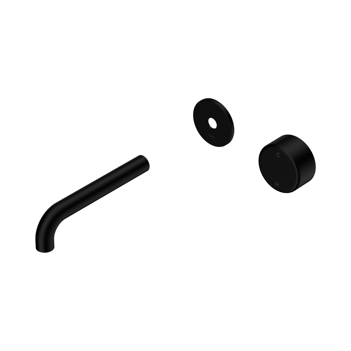 An image of Nero Tapware's Serenity Progressive Wall Basin Mixer 160mm Spout With Metal Handle Trim Kit Only Matt Black