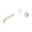 An image of Nero Tapware's Serenity Progressive Wall Basin Mixer 185mm Spout With Carrara Handle Trim Kit Only Brushed Gold