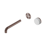 An image of Nero Tapware's Serenity Progressive Wall Basin Mixer 185mm Spout With Carrara Handle Trim Kit Only Brushed Bronze