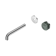 An image of Nero Tapware's Serenity Progressive Wall Basin Mixer 185mm Spout With Verde Alpi Handle Trim Kit Only Chrome