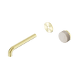 An image of Nero Tapware's Serenity Progressive Wall Basin Mixer 185mm Spout With Rome Travertine Handle Trim Kit Only Brushed Gold