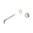 An image of Nero Tapware's Serenity Progressive Wall Basin Mixer 185mm Spout With Rome Travertine Handle Trim Kit Only Brushed Nickel