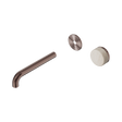 An image of Nero Tapware's Serenity Progressive Wall Basin Mixer 185mm Spout With Rome Travertine Handle Trim Kit Only Brushed Bronze