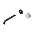 An image of Nero Tapware's Serenity Progressive Wall Basin Mixer 185mm Spout With Rome Travertine Handle Trim Kit Only Matt Black