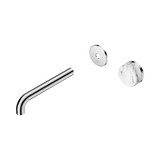 An image of Nero Tapware's Serenity Progressive Wall Basin Mixer 185mm Spout With Arabescato Corchia Handle Trim Kit Only Chrome