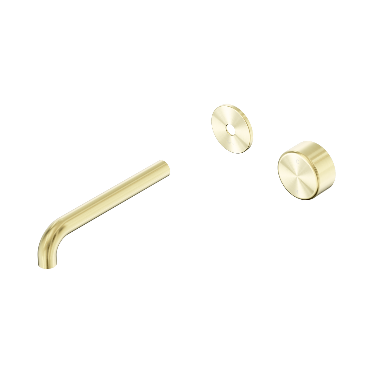 An image of Nero Tapware's Serenity Progressive Wall Basin Mixer 185mm Spout With Metal Handle Trim Kit Only Brushed Gold