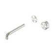 An image of Nero Tapware's Serenity Progressive Wall Basin Mixer 185mm Spout With Metal Handle Trim Kit Only Brushed Nickel