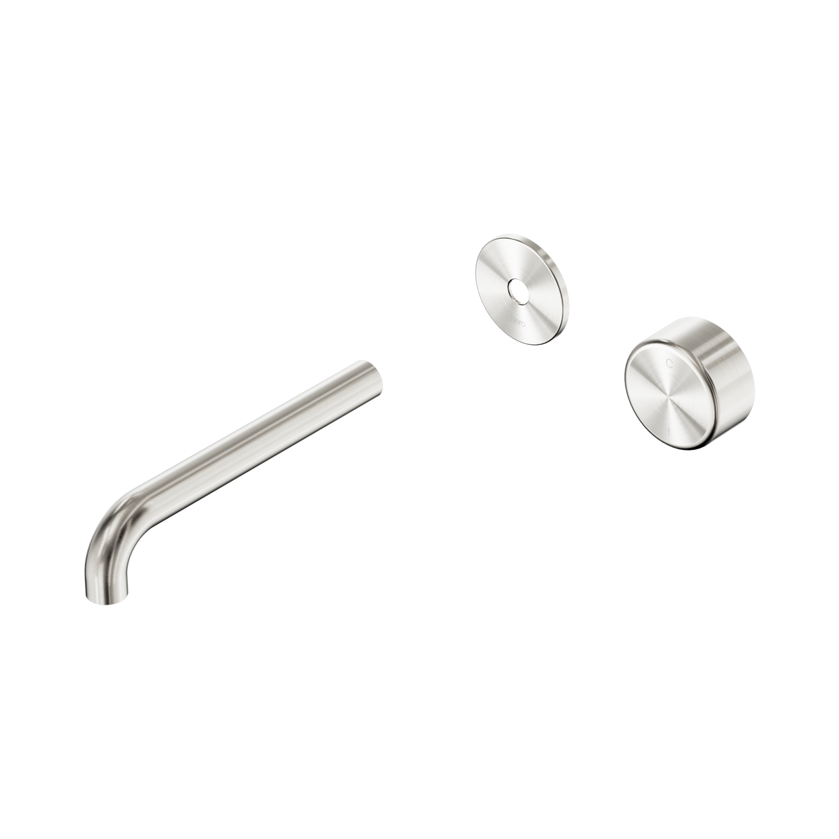 An image of Nero Tapware's Serenity Progressive Wall Basin Mixer 185mm Spout With Metal Handle Trim Kit Only Brushed Nickel