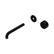 An image of Nero Tapware's Serenity Progressive Wall Basin Mixer 185mm Spout With Metal Handle Trim Kit Only Matt Black