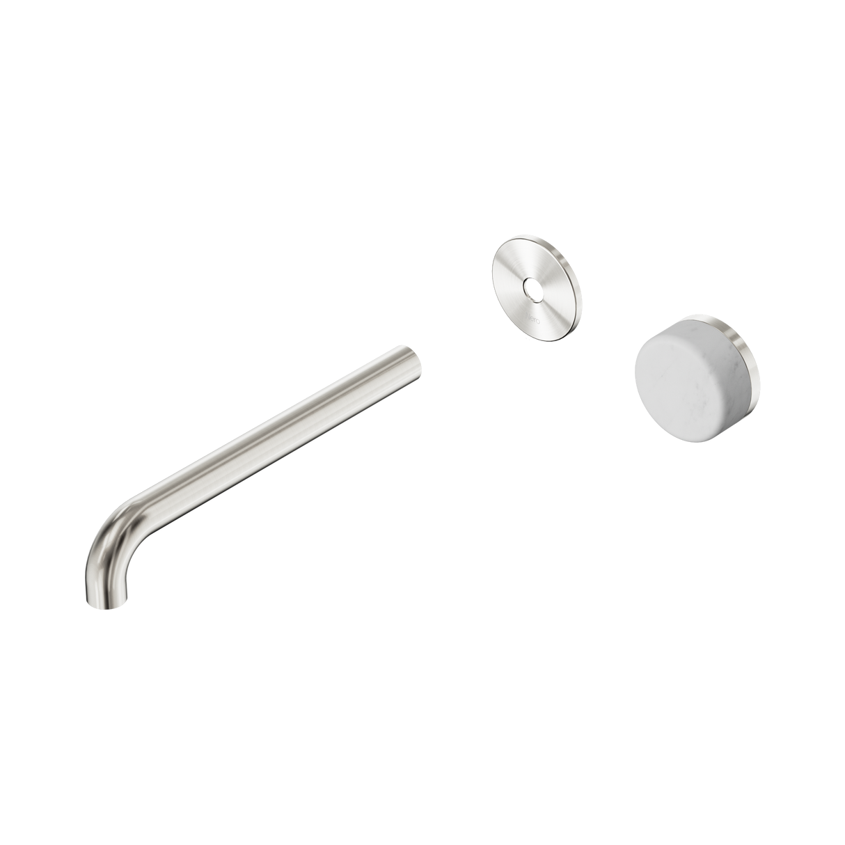 An image of Nero Tapware's Serenity Progressive Wall Basin Mixer 220mm Spout With Carrara Handle Trim Kit Only Brushed Nickel