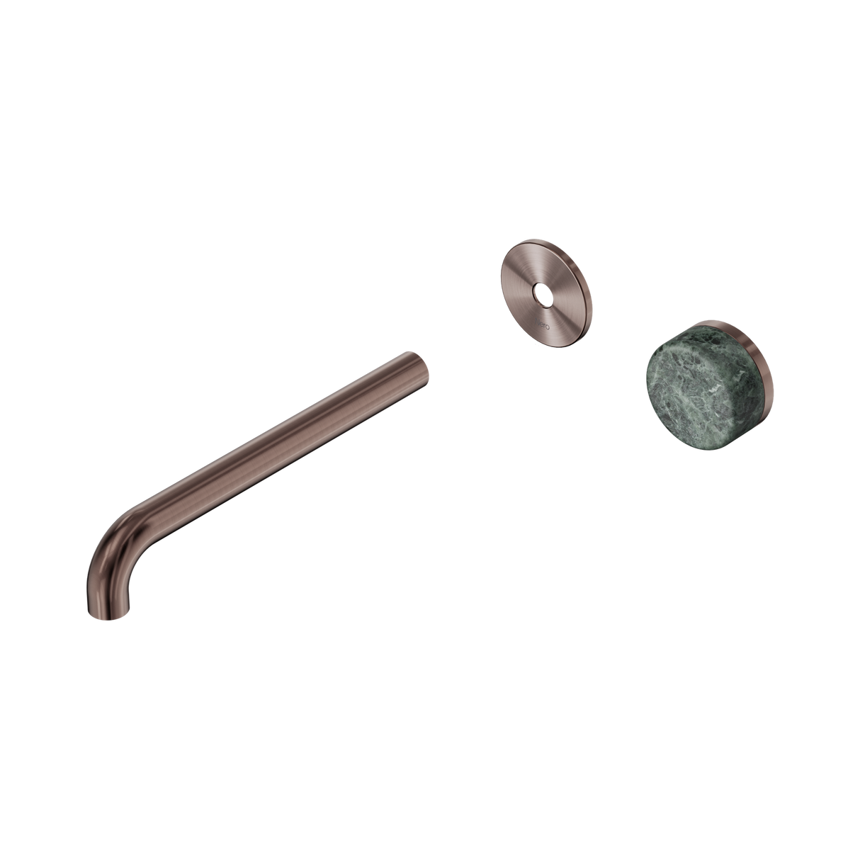 An image of Nero Tapware's Serenity Progressive Wall Basin Mixer 220mm Spout With Verde Alpi Handle Trim Kit Only Brushed Bronze