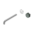 An image of Nero Tapware's Serenity Progressive Wall Basin Mixer 220mm Spout With Verde Alpi Handle Trim Kit Only Chrome