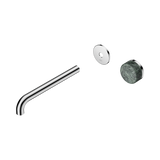 An image of Nero Tapware's Serenity Progressive Wall Basin Mixer 220mm Spout With Verde Alpi Handle Trim Kit Only Chrome
