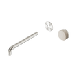 An image of Nero Tapware's Serenity Progressive Wall Basin Mixer 220mm Spout With Rome Travertine Handle Trim Kit Only Brushed Nickel