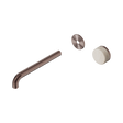 An image of Nero Tapware's Serenity Progressive Wall Basin Mixer 220mm Spout With Rome Travertine Handle Trim Kit Only Brushed Bronze