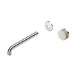 An image of Nero Tapware's Serenity Progressive Wall Basin Mixer 220mm Spout With Rome Travertine Handle Trim Kit Only Chrome