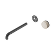 An image of Nero Tapware's Serenity Progressive Wall Basin Mixer 220mm Spout With Rome Travertine Handle Trim Kit Only Gun Metal