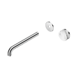 An image of Nero Tapware's Serenity Progressive Wall Basin Mixer 220mm Spout With Arabescato Corchia Handle Trim Kit Only Chrome
