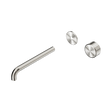 An image of Nero Tapware's Serenity Progressive Wall Basin Mixer 220mm Spout With Metal Handle Trim Kit Only Brushed Nickel