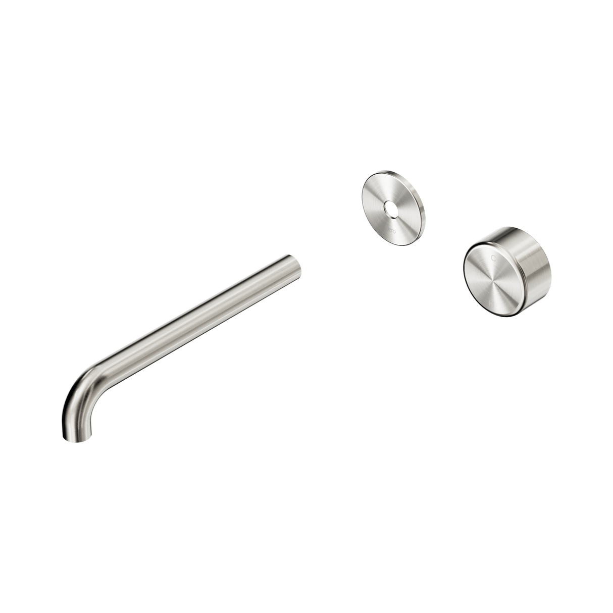An image of Nero Tapware's Serenity Progressive Wall Basin Mixer 220mm Spout With Metal Handle Trim Kit Only Brushed Nickel