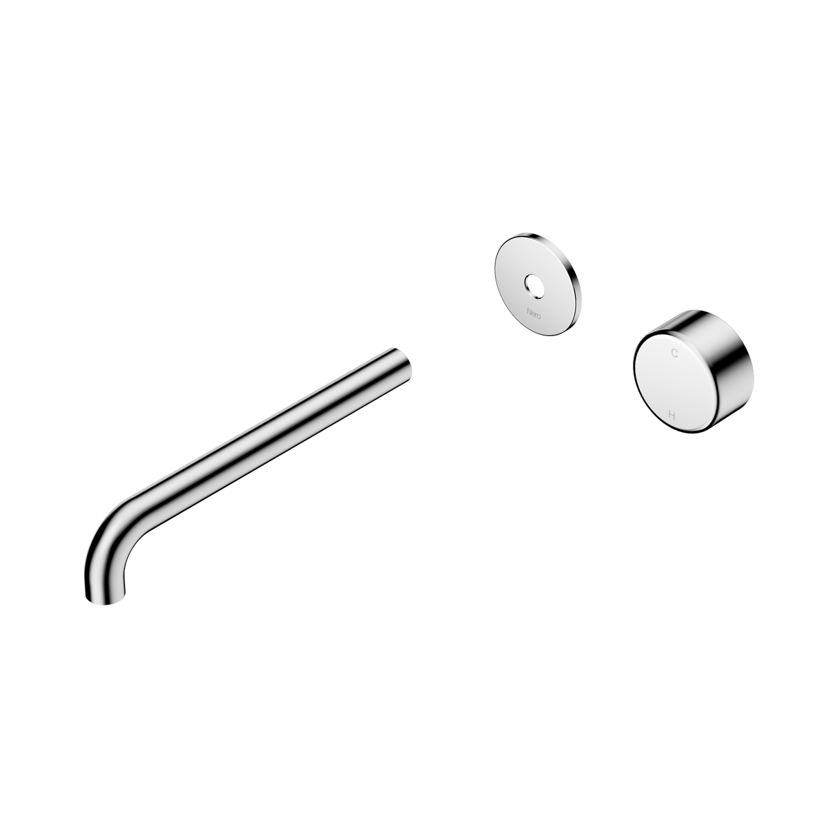 An image of Nero Tapware's Serenity Progressive Wall Basin Mixer 220mm Spout With Metal Handle Trim Kit Only Chrome
