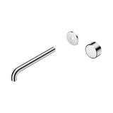 An image of Nero Tapware's Serenity Progressive Wall Basin Mixer 220mm Spout With Metal Handle Trim Kit Only Chrome