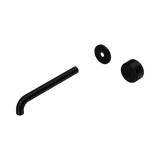 An image of Nero Tapware's Serenity Progressive Wall Basin Mixer 220mm Spout With Metal Handle Trim Kit Only Matt Black