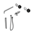 An image of Nero Tapware's Serenity Progressive Shower System With Spout With Marquina Black Handle And Slim Shower Trim Kit Only Chrome