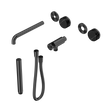 An image of Nero Tapware's Serenity Progressive Shower System With Spout With Marquina Black Handle And Slim Shower Trim Kit Only Gun Metal