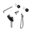 An image of Nero Tapware's Serenity Progressive Shower System With Spout With Marquina Black Handle And Serenity Hand Shower Trim Kit Only Chrome