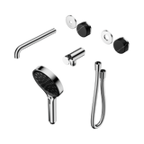 An image of Nero Tapware's Serenity Progressive Shower System With Spout With Marquina Black Handle And Serenity Hand Shower Trim Kit Only Chrome