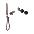An image of Nero Tapware's Serenity Progressive Shower System With Marquina Black Handle And Slim Shower Trim Kit Only Brushed Bronze