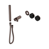 An image of Nero Tapware's Serenity Progressive Shower System With Marquina Black Handle And Slim Shower Trim Kit Only Brushed Bronze