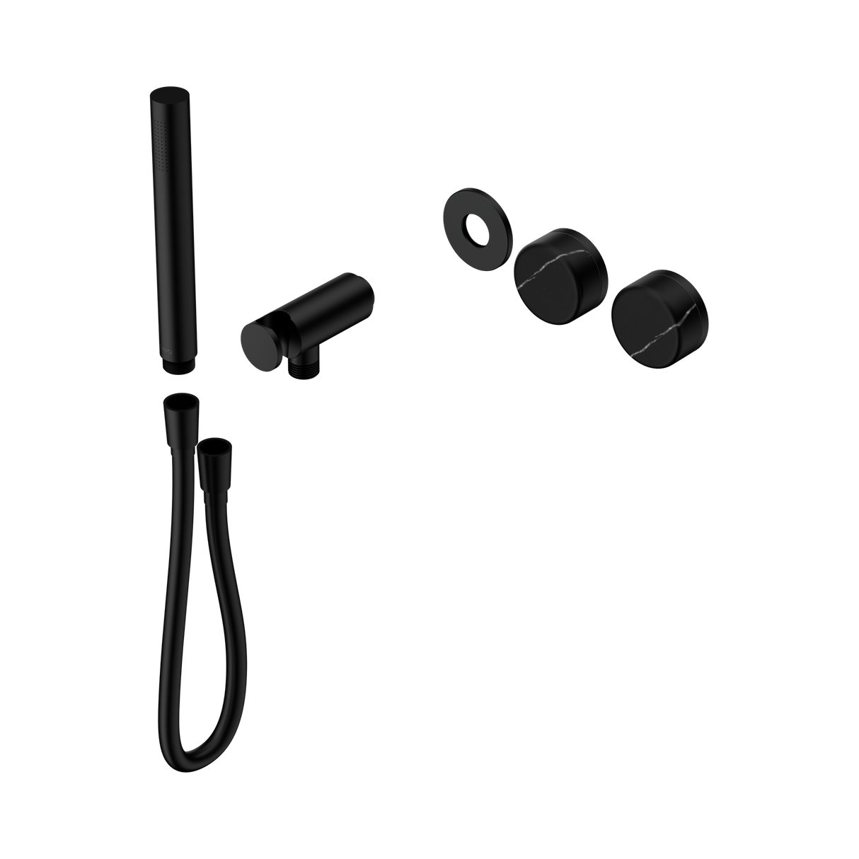 An image of Nero Tapware's Serenity Progressive Shower System With Marquina Black Handle And Slim Shower Trim Kit Only Matt Black