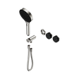 An image of Nero Tapware's Serenity Progressive Shower System With Marquina Black Handle And Serenity Hand Shower Trim Kit Only Brushed Nickel