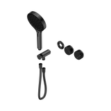 An image of Nero Tapware's Serenity Progressive Shower System With Marquina Black Handle And Serenity Hand Shower Trim Kit Only Gun Metal