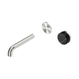 An image of Nero Tapware's Serenity Progressive Wall Basin Mixer 160mm Spout With Marquina Black Handle Trim Kit Only Brushed Nickel