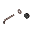 An image of Nero Tapware's Serenity Progressive Wall Basin Mixer 160mm Spout With Marquina Black Handle Trim Kit Only Brushed Bronze