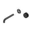 An image of Nero Tapware's Serenity Progressive Wall Basin Mixer 160mm Spout With Marquina Black Handle Trim Kit Only Gun Metal