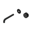 An image of Nero Tapware's Serenity Progressive Wall Basin Mixer 160mm Spout With Marquina Black Handle Trim Kit Only Matt Black