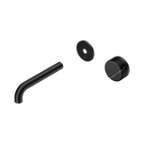 An image of Nero Tapware's Serenity Progressive Wall Basin Mixer 160mm Spout With Marquina Black Handle Trim Kit Only Matt Black