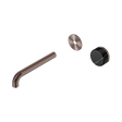 An image of Nero Tapware's Serenity Progressive Wall Basin Mixer 185mm Spout With Marquina Black Handle Trim Kit Only Brushed Bronze