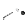 An image of Nero Tapware's Serenity Progressive Wall Basin Mixer 185mm Spout With Marquina Black Handle Trim Kit Only Chrome