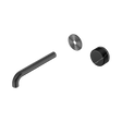 An image of Nero Tapware's Serenity Progressive Wall Basin Mixer 185mm Spout With Marquina Black Handle Trim Kit Only Gun Metal