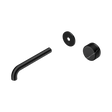 An image of Nero Tapware's Serenity Progressive Wall Basin Mixer 185mm Spout With Marquina Black Handle Trim Kit Only Matt Black