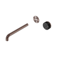 An image of Nero Tapware's Serenity Progressive Wall Basin Mixer 220mm Spout With Marquina Black Handle Trim Kit Only Brushed Bronze
