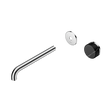 An image of Nero Tapware's Serenity Progressive Wall Basin Mixer 220mm Spout With Marquina Black Handle Trim Kit Only Chrome