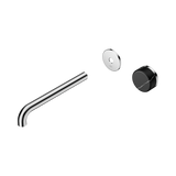 An image of Nero Tapware's Serenity Progressive Wall Basin Mixer 220mm Spout With Marquina Black Handle Trim Kit Only Chrome