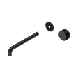 An image of Nero Tapware's Serenity Progressive Wall Basin Mixer 220mm Spout With Marquina Black Handle Trim Kit Only Matt Black
